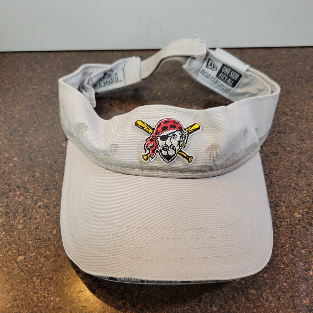 MLB Pittsburgh Pirates New Era Visor Hat Mens One Size Fits All Beige Strapback